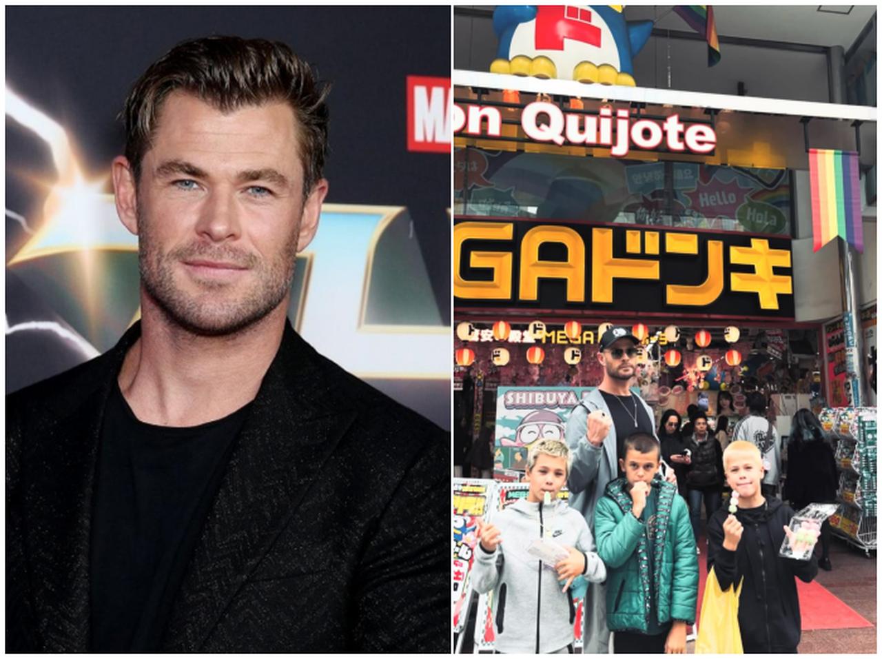 MCUのソー役、家族で日本のメガドンキへ