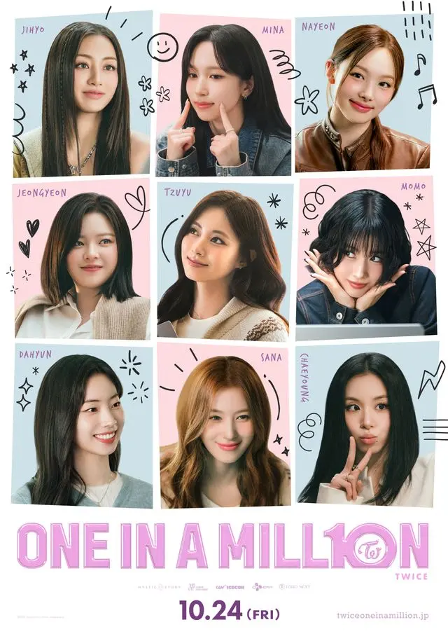 TWICE、デビュー10周年ドキュメンタリー『ONE IN A MILL10N』公開決定！特報映像＆“9人9色”ポスター解禁