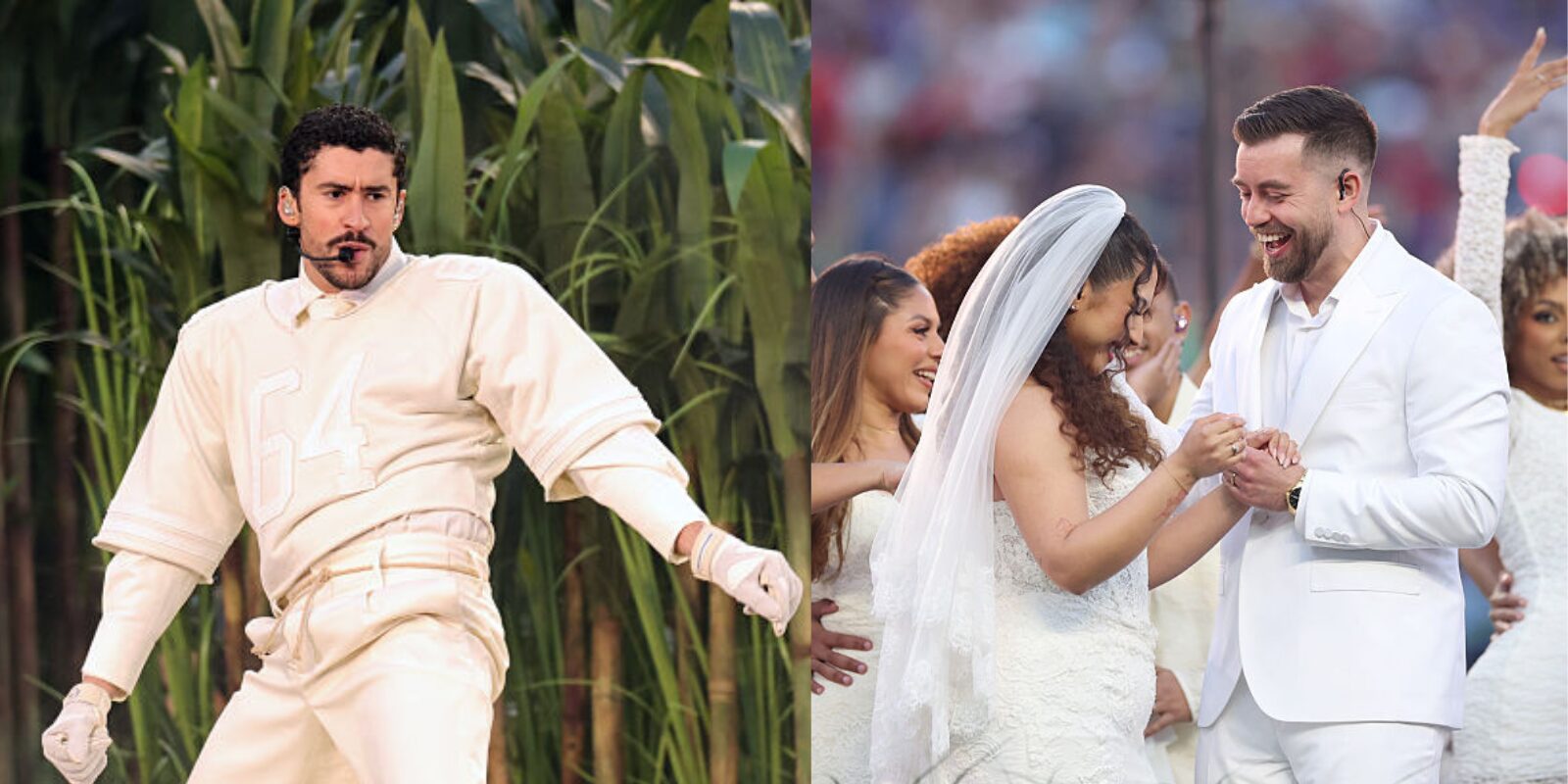バッド・バニー、スーパーボウルで１組のカップルを祝福——ハーフタイム中に本物の結婚式を実現！