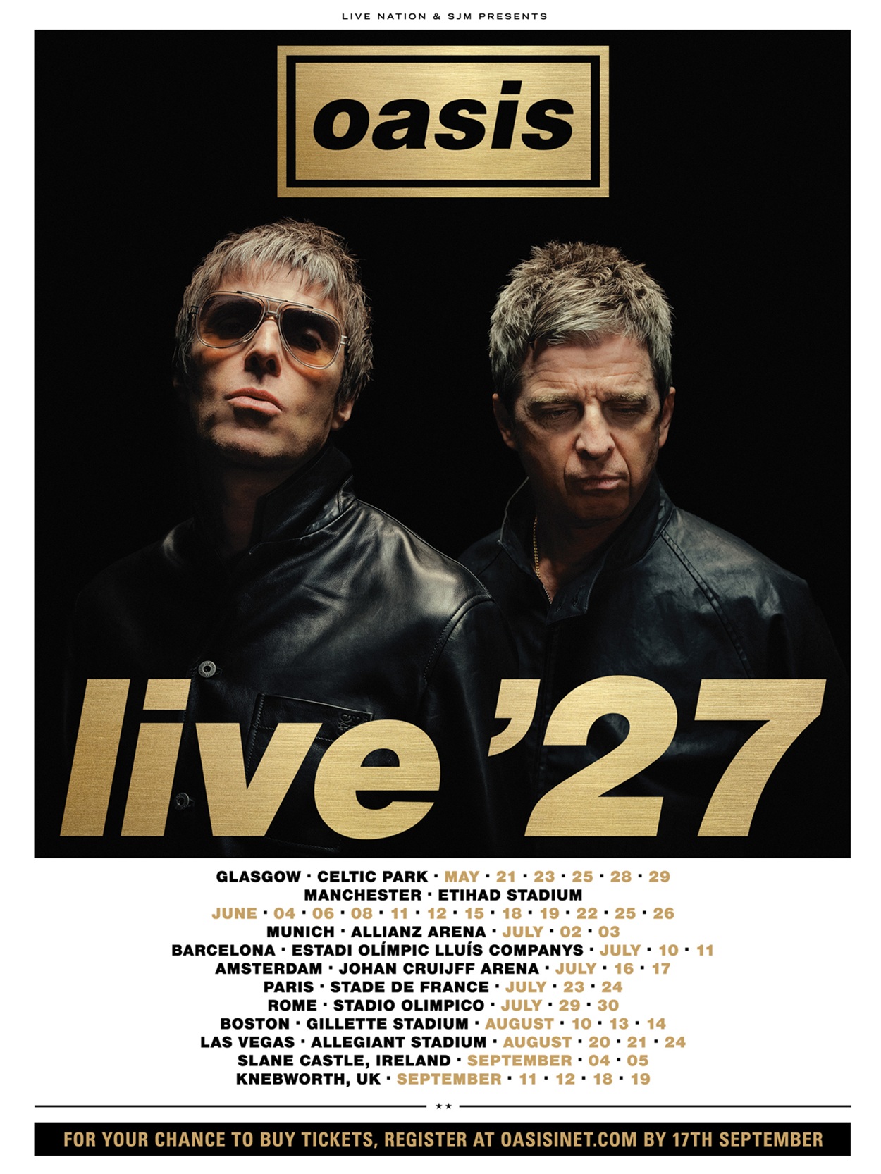 オアシス、2027年ツアー正式発表！全38公演