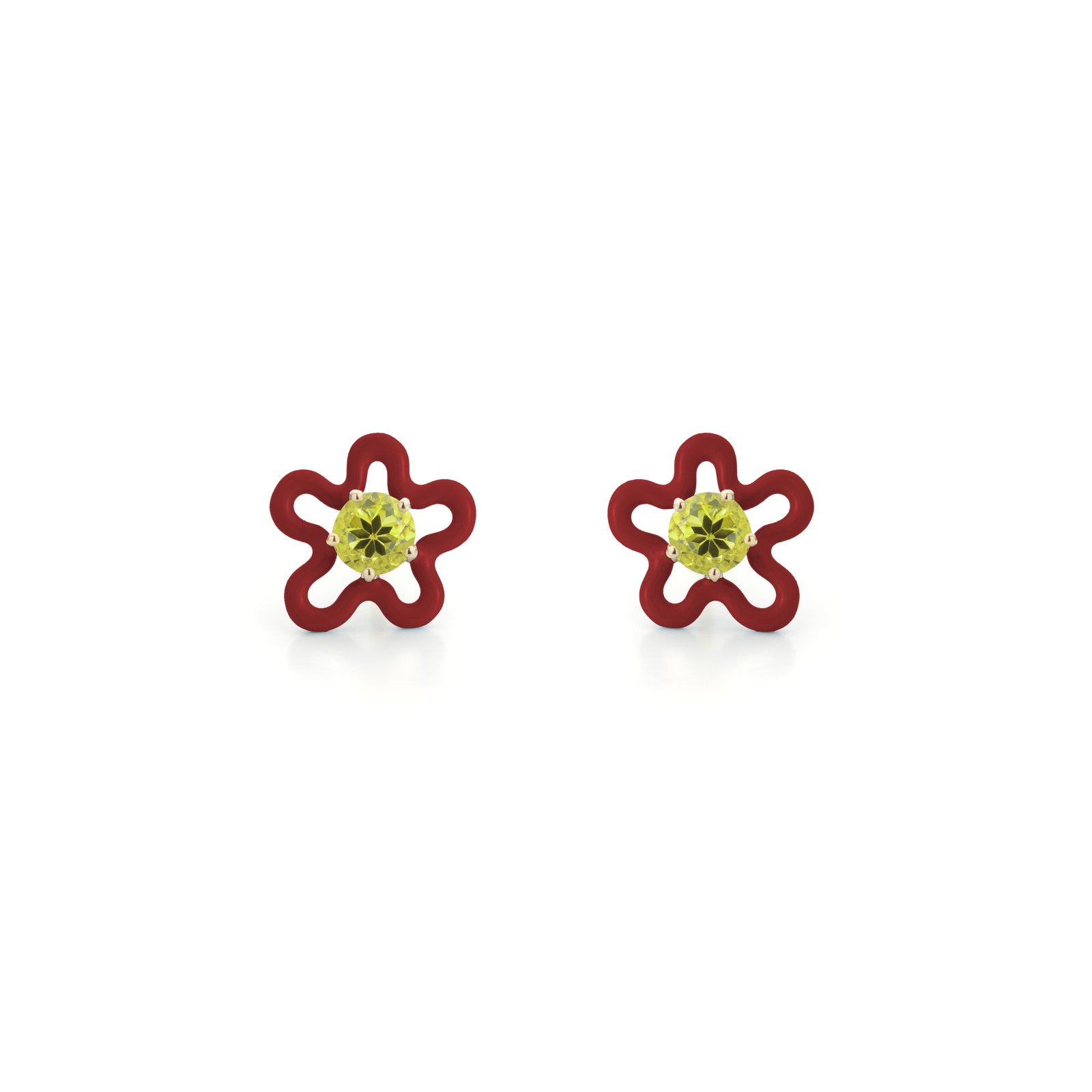 ベア・ボンジャスカ「4everflower」 花モチーフのピアス（レッド）