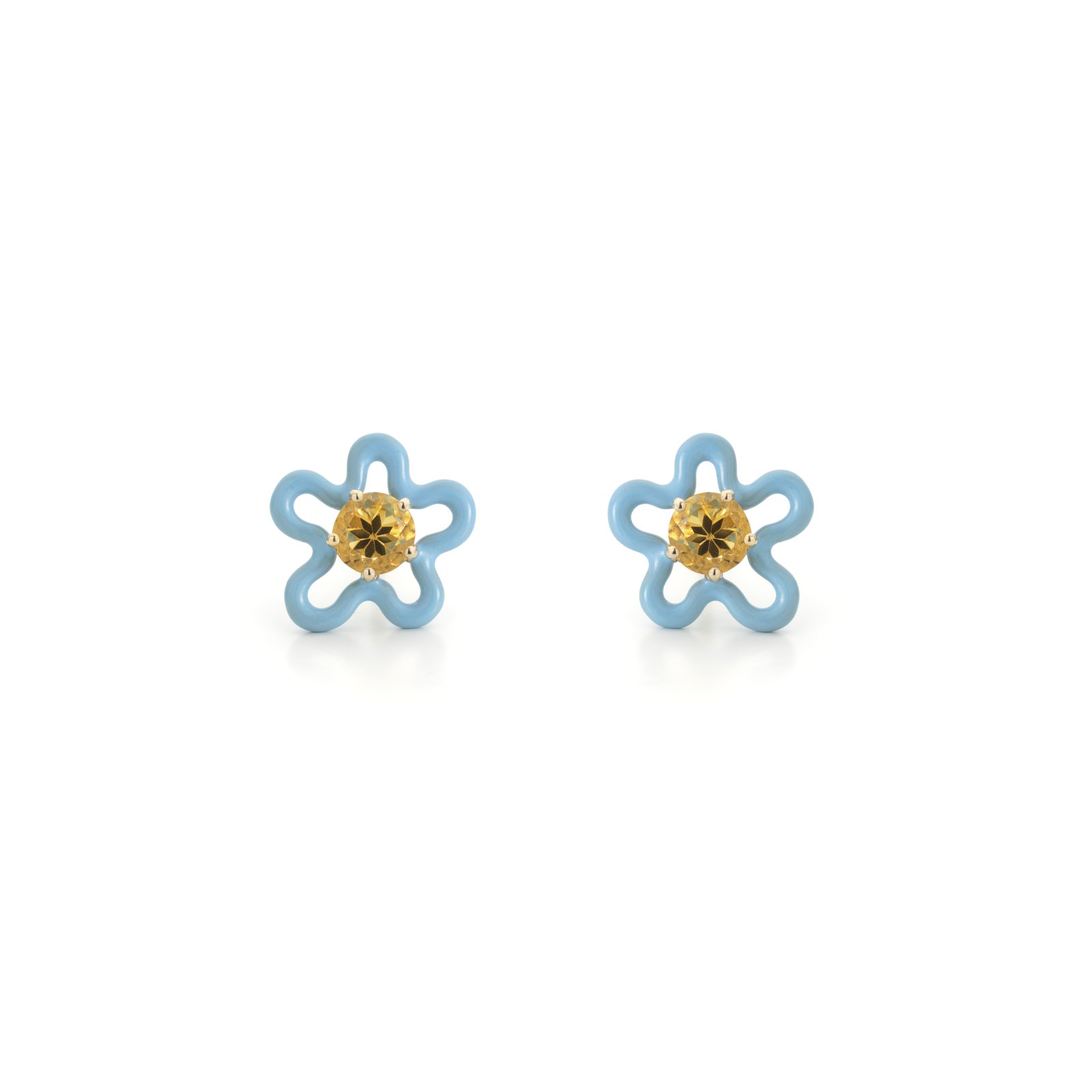 ベア・ボンジャスカ「4everflower」 花モチーフのピアス（ブルー）
