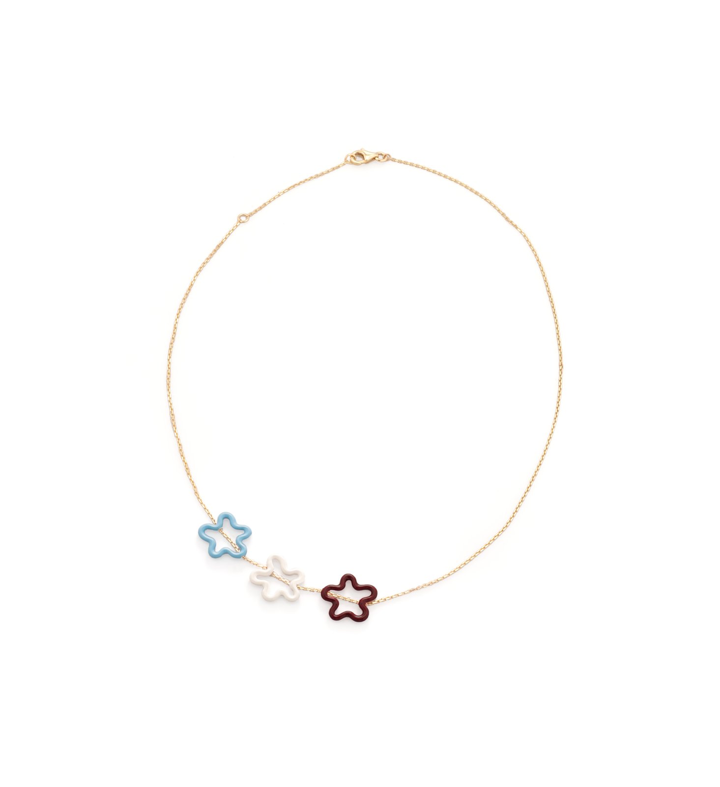 ベア・ボンジャスカ「4everflower」 3輪の花モチーフのネックレス（マルチカラー）