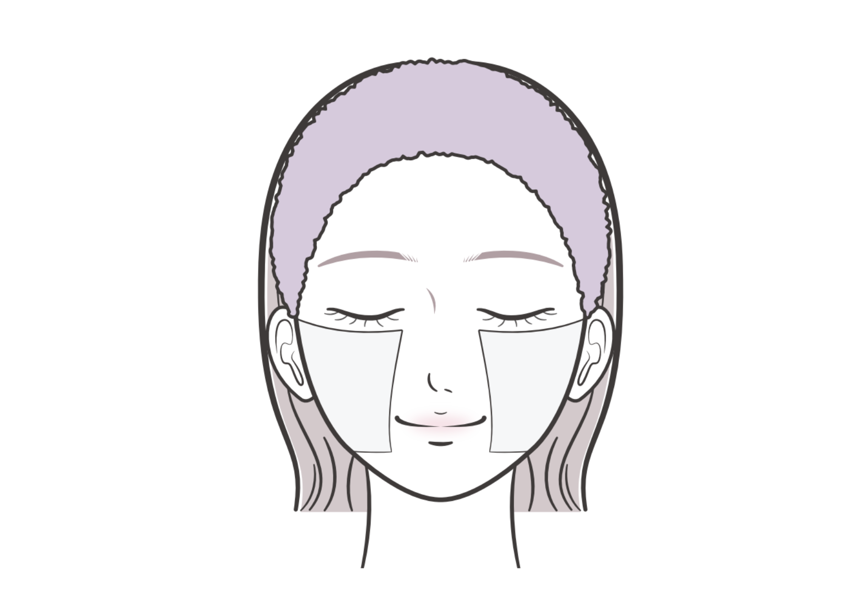 スキンパックを両頬に貼った使用イメージ
