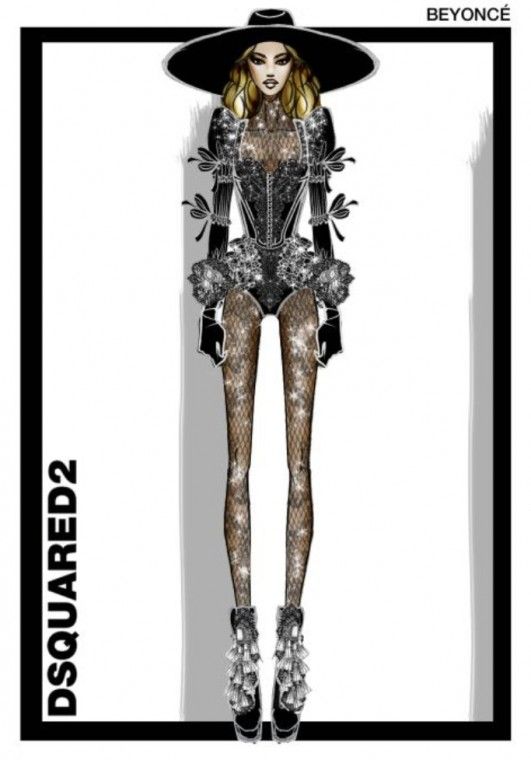 DSQARED2が公開したデザイン画。ステージに登場した際には、特大のつばがついたハットを装着していた。　©DSQUARED2