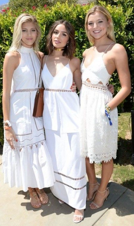 PALM SPRINGS, CA - APRIL 16:  (L-R) Model Devon Windsor, actress Olivia Culpo and model Rachel Hilbert attend POPSUGAR and the Council of Fashion Designers of America  (CFDA) brunch with designer Jonathan Simkhai at the Cabana Club on April 16, 2016 in Palm Springs, California.  (Photo by Michael Kovac/Getty Images for POPSUGAR)
