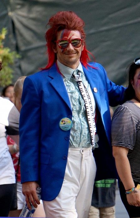 EXCLUSIVE: James Franco celebrates his 38th birthday dressed as David Bowie at Disneyland!