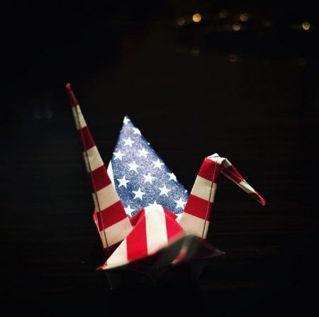 レディー・ガガ Lady Gaga 折り鶴 アメリカ国旗 大統領選挙