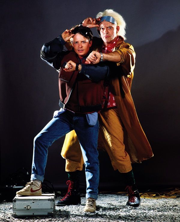 マイケル・J・フォックス　Michael J Fox　ユニバーサル・スタジオ・フロリダにて　映画『バック・トゥ・ザ・フューチャー』　ポスター　ドクと再会