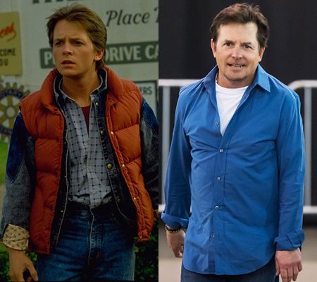 マイケル・J・フォックス　Michael J Fox　ユニバーサル・スタジオ・フロリダにて　映画『バック・トゥ・ザ・フューチャー』　ドクと再会　現在　昔