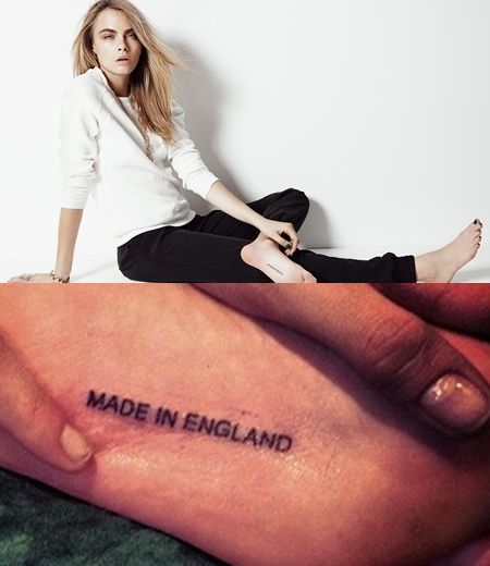 カーラ・デルヴィーン タトゥー 足