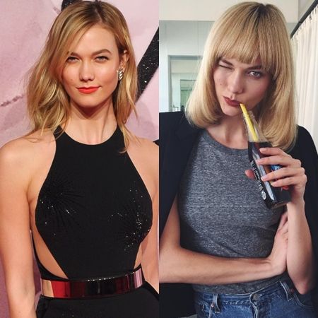 カーリー・クロス Karlie kloss 前髪 ぱっつん ヘアチェンジ イメージチェンジ イメチェン 前髪アリナシ ビフォーアフター