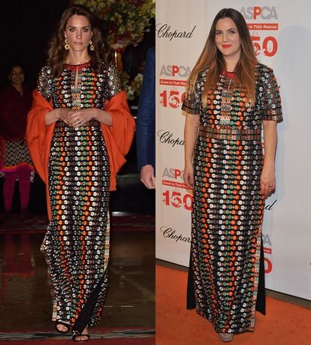 キャサリン妃　The Duchess of Cambridge 　ケイト・ミドルトン　Kate Middleton 　ドリュー・バリモア　 Drew Barrymore　ファッション　被ったドレス　ドレス　被り　同じ　