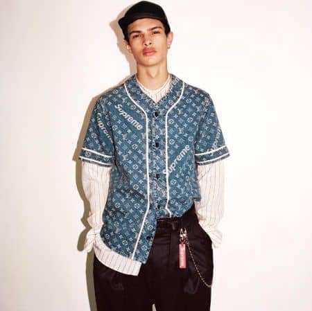 ルイ・ヴィトン×シュプリーム　Louis Vuitton　Supreme　デニムベースボールシャツ