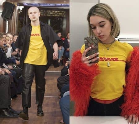 Vetements　ヴェトモン　DHL　Tシャツ　SS2016　コレクション　サラ・シュナイダー　モデル