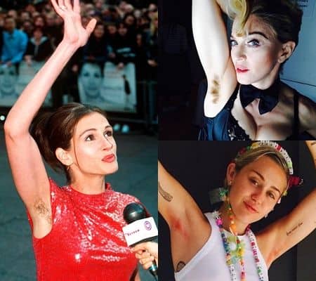 セレブ　ワキ毛　ジュリア・ロバーツ　マドンナ　マイリー・サイラス