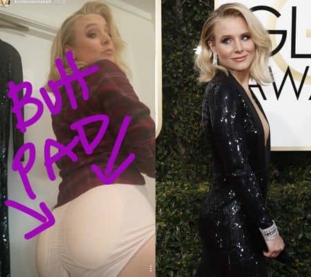 Kristen Bell クリスティン・ベル レッドカーペット 秘密 裏側 お尻パッド ドレス ゴールデン・グローブ賞 セレブ 女優 インスタグラム ストーリー