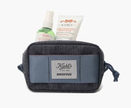 キールズ Kiehl’s ブリーフィング Briefing コラボ 3月1日発売 限定 デニム地 ポーチ ハンドクリーム グレープフルーツ エッセンスミスト 2種類 ブルー