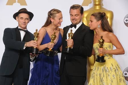 アカデミー賞 2016 マーク・ライランス レオナルド・ディカプリオ ブリー・ラーソン アリシア・ヴィキャンデル Oscar
