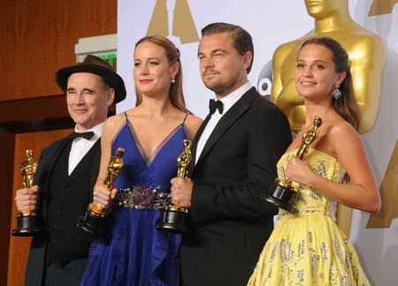 アカデミー賞 2016 マーク・ライランス レオナルド・ディカプリオ ブリー・ラーソン アリシア・ヴィキャンデル Oscar