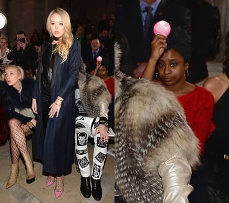 ティファニー・トランプ　ファッションウィーク Tiffany Trump Philipp Plein 　フィリップ・プレイン　フロントロウ　最前列　ぼっち　除け者