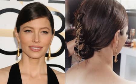 チェーンブレイズ　新ヘアトレンド　編み込みヘア　ジェシカ・ビール 　女優　ゴールデン・グローブ