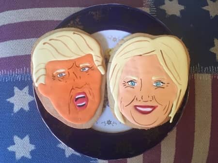 Donald  Trump　ドナルド・トランプ　Hillary Clinton　ヒラリー・クリントン　セレブ　顔クッキー　NY　 The Cupcake Market　カップケーキマーケット　サラ・シルバーマン