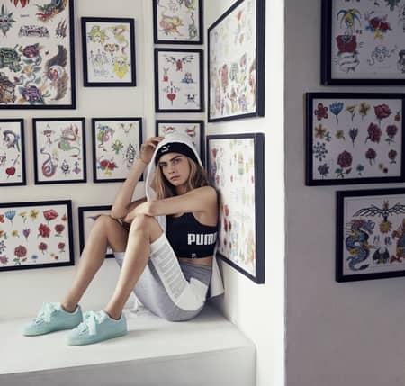 カーラ・デルヴィーニュ Cara Delevingne プーマ Puma アンバサダー スニーカー スウェードハート パステルカラー 太めリボン 可愛い 海外 靴